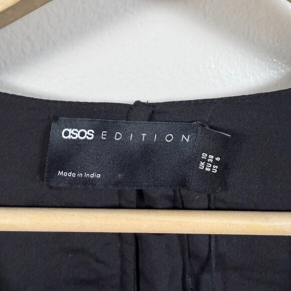 Asos Beaded Wrap Mini Dress Size 6 Black Floral Sequins Party Event Date Night - Picture 4 of 14